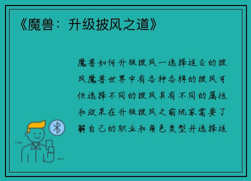 《魔兽：升级披风之道》